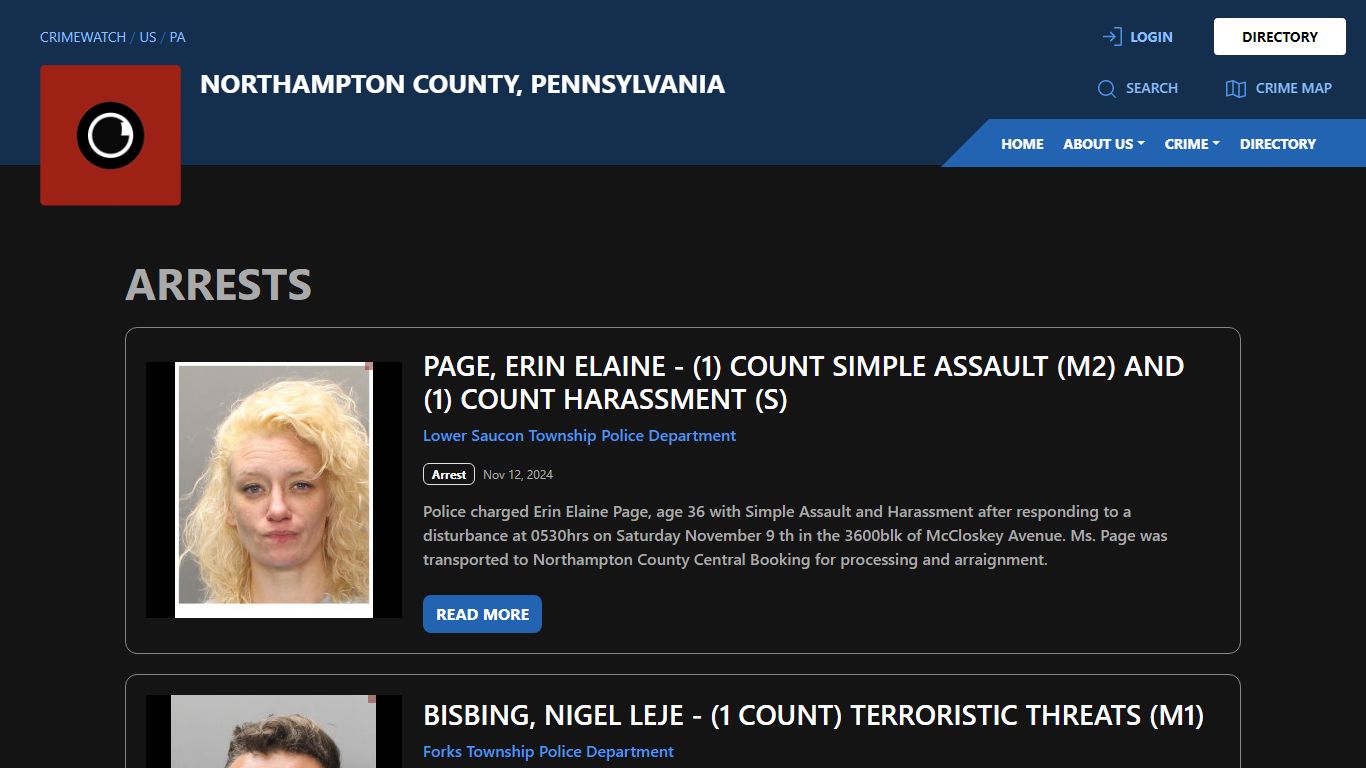 Arrests for Northampton County, Pennsylvania - CRIMEWATCH