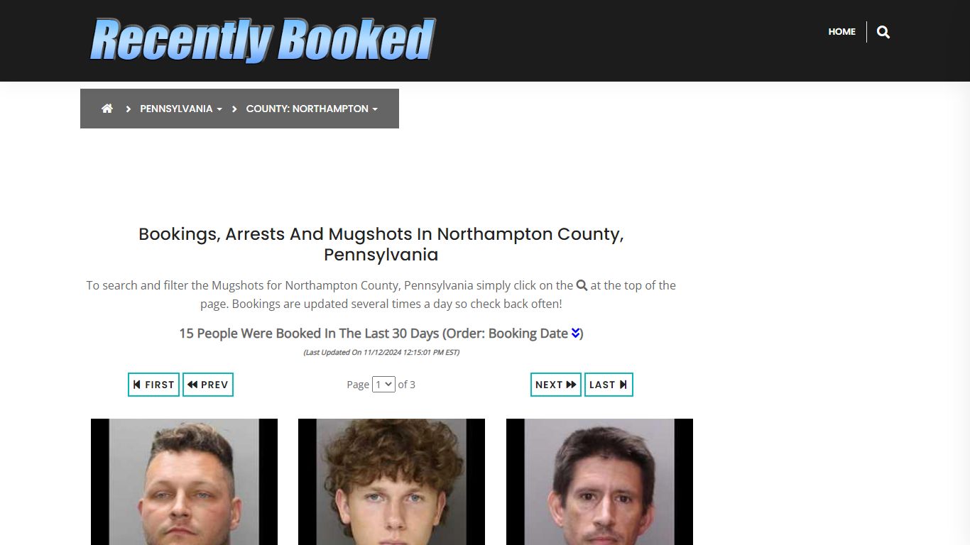 Bookings, Arrests and Mugshots in Northampton County, Pennsylvania