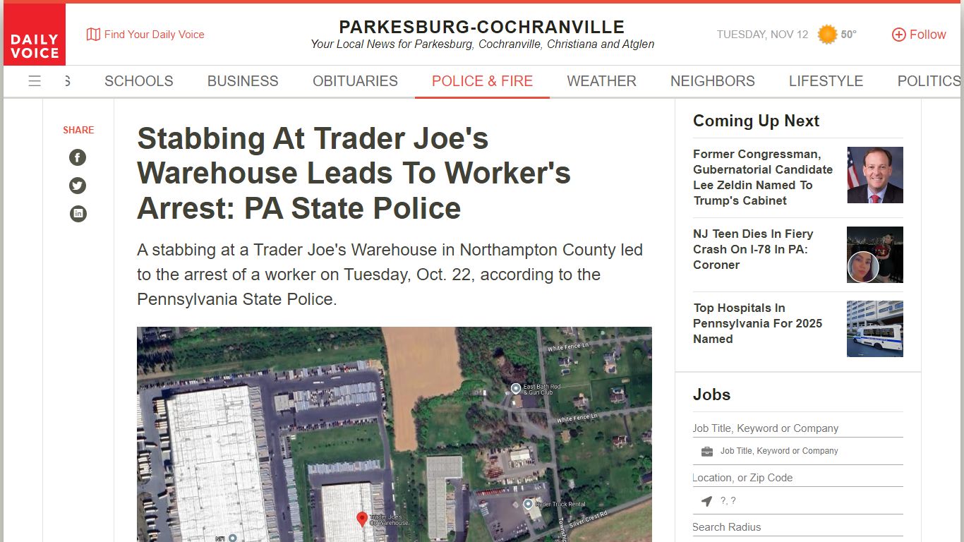 Stabbing At Trader Joe's Warehouse Leads To Worker's Arrest: PA State ...