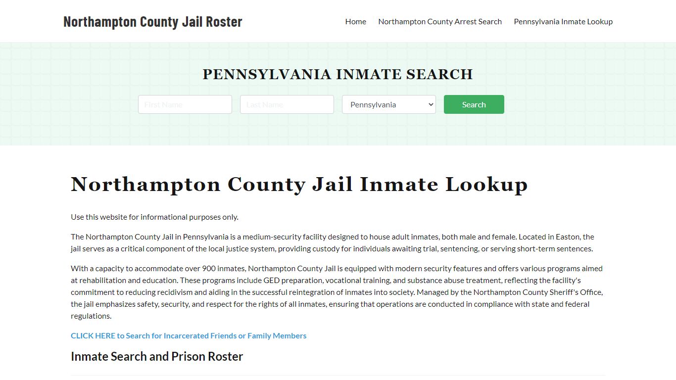 Northampton County Jail Roster Lookup, PA, Inmate Search